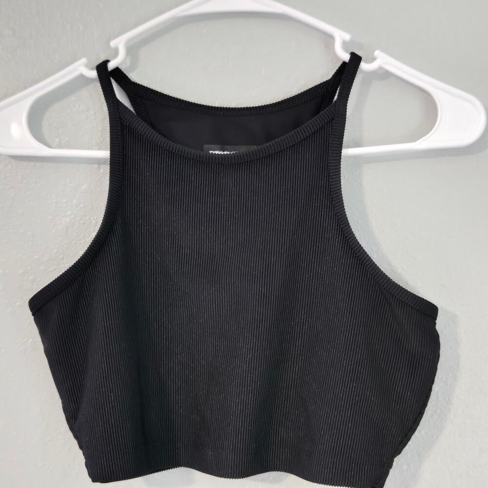 Beach Riot Glitter Anna Tank Sports Bra Black Glitter Size M